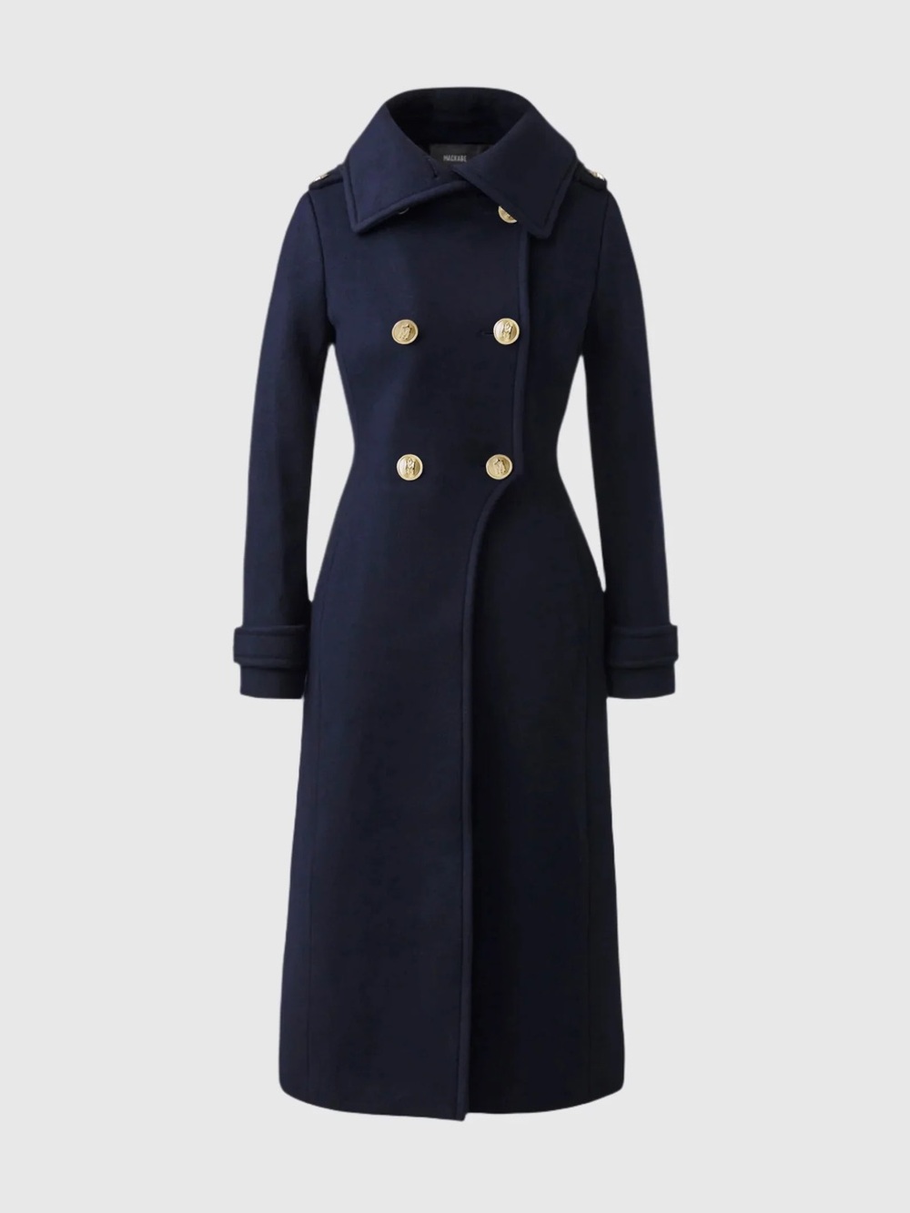 Mackage Elodie Navy Double-Breasted Long Wool Coat S
